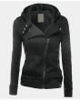 Asymmetrical Zipper Hooded Cardigan Jacket