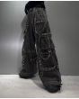 Black Denim Wash Strap On Zip Off Tripp Pants