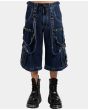 Dark Blue Denim Pants With Strap On Chain