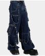 Dark Blue Denim Pants With Strap On Chain