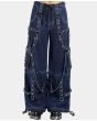 Dark Blue Denim Pants With Strap On Chain