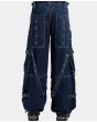 Dark Blue Denim Pants With Strap On Chain