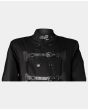 Endless Dark Black Gothic Coat With Leather Strip