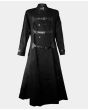 Endless Dark Black Gothic Coat With Leather Strip