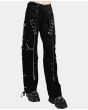 Men Black Dark Cuff Tripp Pant Black Stitch Step Chain Pant