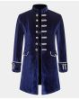 Men Blue Velvet Gothic Coat Retro Wedding Blazer