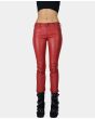 Red Leather Lambskin Skinny Pant