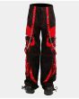 Skull and Bones Black Goth Pants Stitch Red