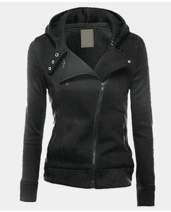 Asymmetrical Zipper Hooded Cardigan Jacket