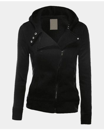 Asymmetrical Zipper Hooded Cardigan Jacket