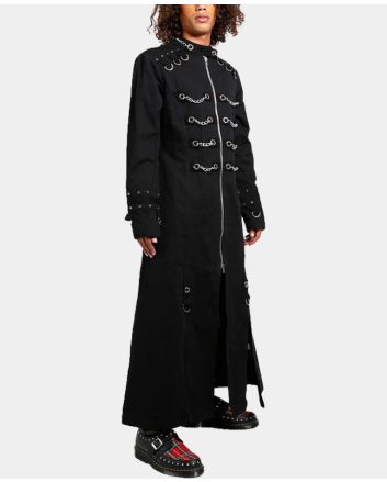 Men Chain Eyelet Long Coat
