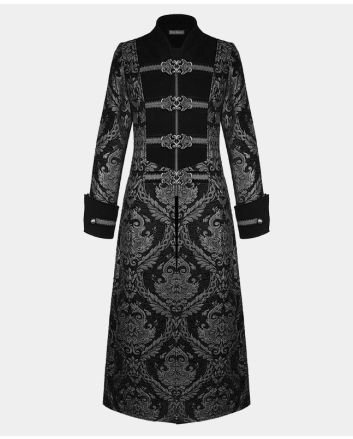 Men Black Brocade Lion court Coat By Devil Fashion