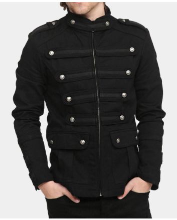 Men Black Gothic Military Jacket
