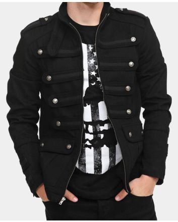 Men Black Gothic Military Jacket