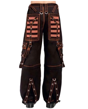 MEN Black Gothic Punk Pants with Straps and Rock Stud