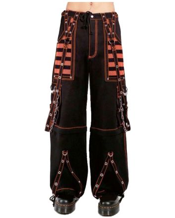 MEN Black Gothic Punk Pants with Straps and Rock Stud