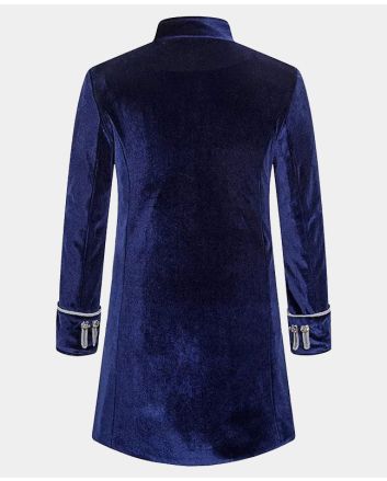 Men Blue Velvet Gothic Coat Retro Wedding Blazer