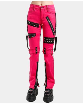 Pink Studded Bondage Pant Red Stittch