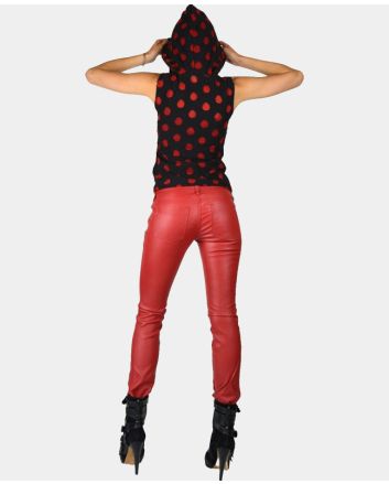Red Leather Lambskin Skinny Pant