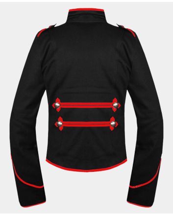 Black Red Military Drummer Jacket Men Gothic style military coat