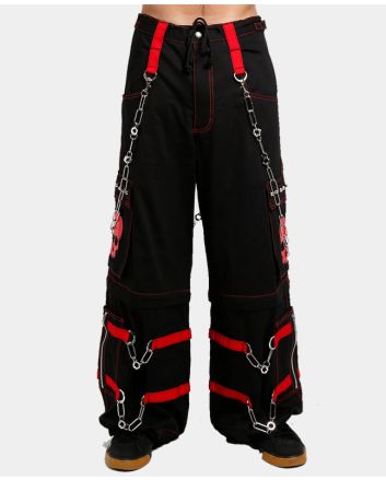 Skull Zip Off Pant Black and Red Stitich Red