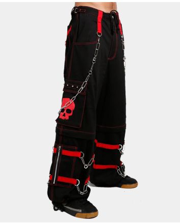 Skull Zip Off Pant Black and Red Stitich Red