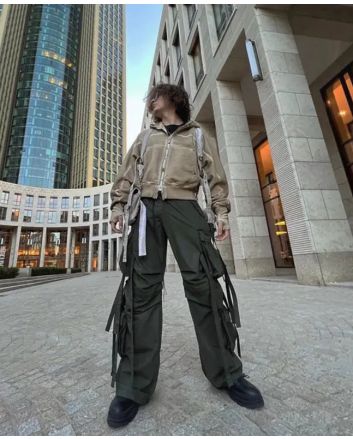 Street Wear Military Green Cargo Jeans pant