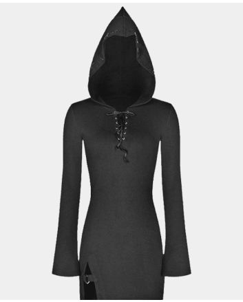 Tinsley Hooded Black Dress Gothic Coat With Lacing By Punk Rave