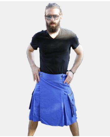 Gothic Royal Blue Skirt For Men