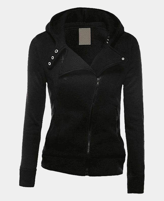 Asymmetrical Zipper Hooded Cardigan Jacket