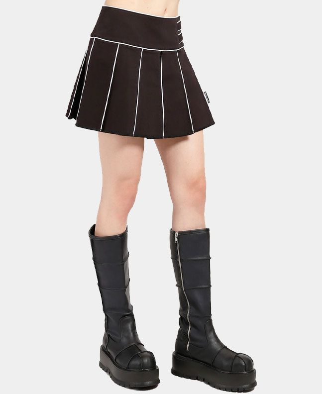 Black And White Pleated Skirt