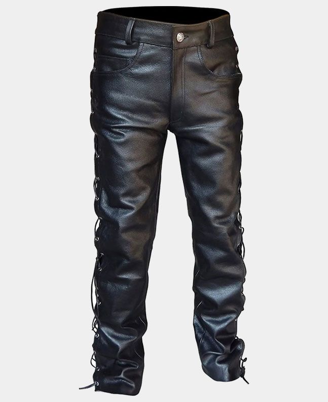 Genuine Leather Gothic Side Lace Up Pant
