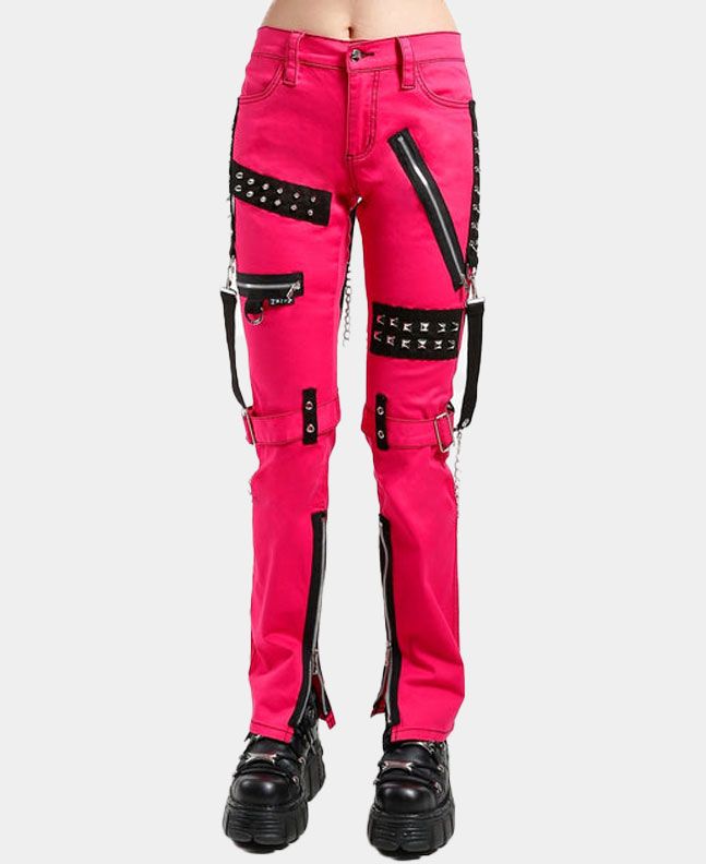 Pink Studded Bondage Pant Red Stittch